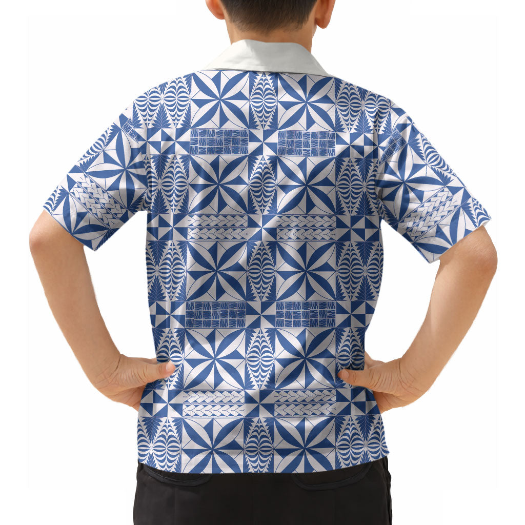Blue Ngatu Pattern Malo e Lelei Tonga Hawaiian Shirt