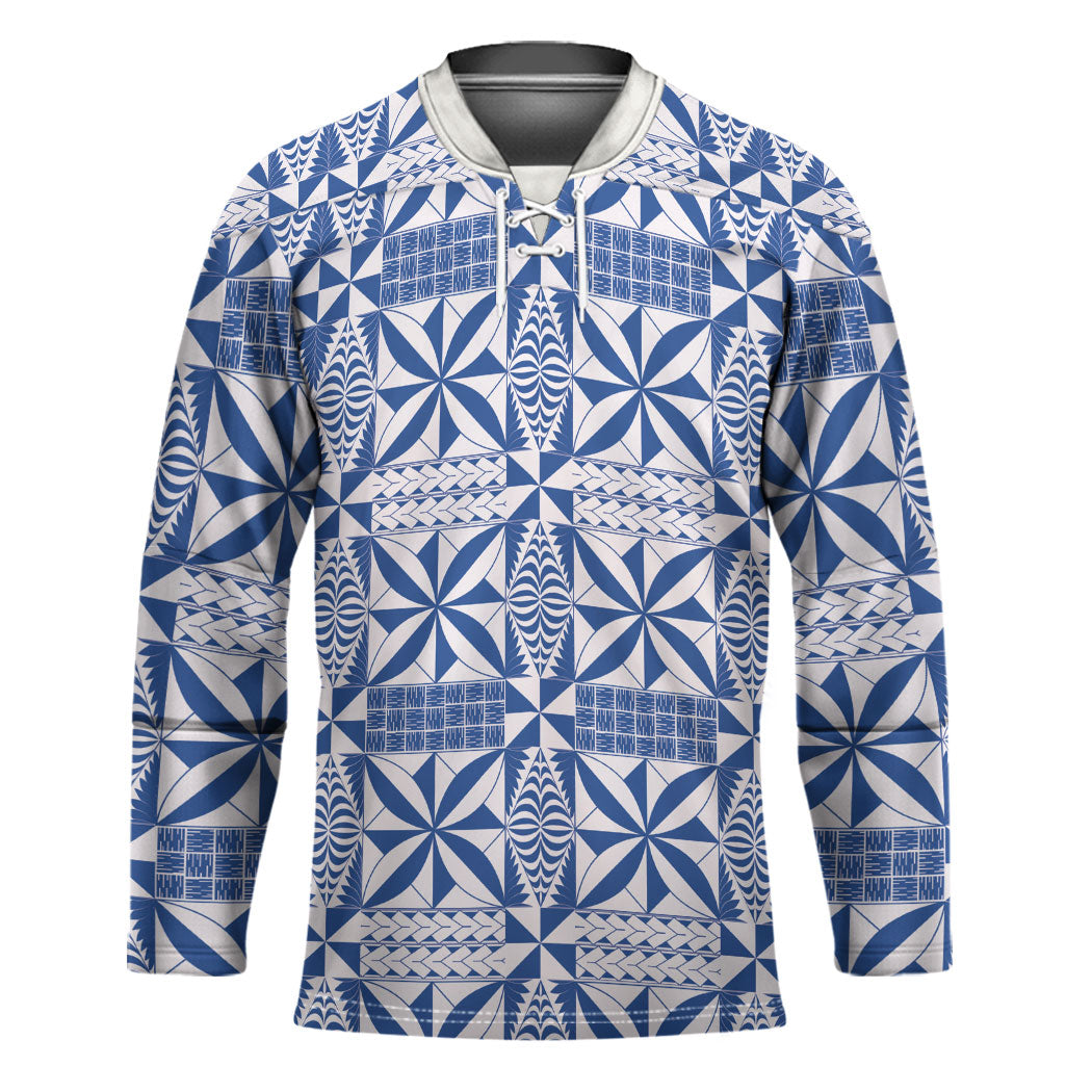 Blue Ngatu Pattern Malo e Lelei Tonga Hockey Jersey