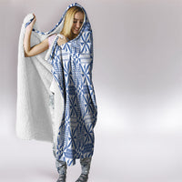 Blue Ngatu Pattern Malo e Lelei Tonga Hooded Blanket
