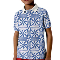 Blue Ngatu Pattern Malo e Lelei Tonga Kid Polo Shirt