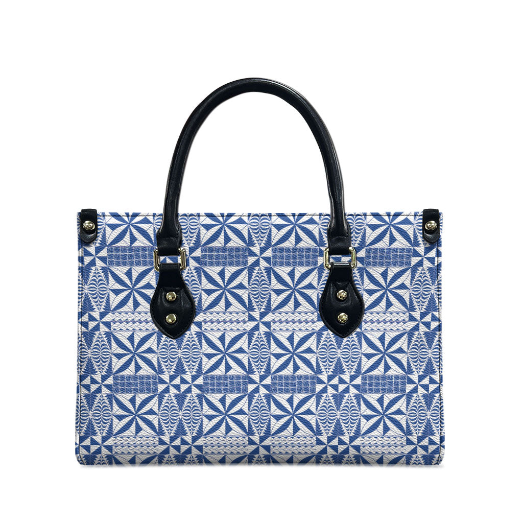 Blue Ngatu Pattern Malo e Lelei Tonga Leather Bag