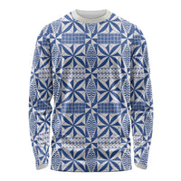 Blue Ngatu Pattern Malo e Lelei Tonga Long Sleeve Shirt