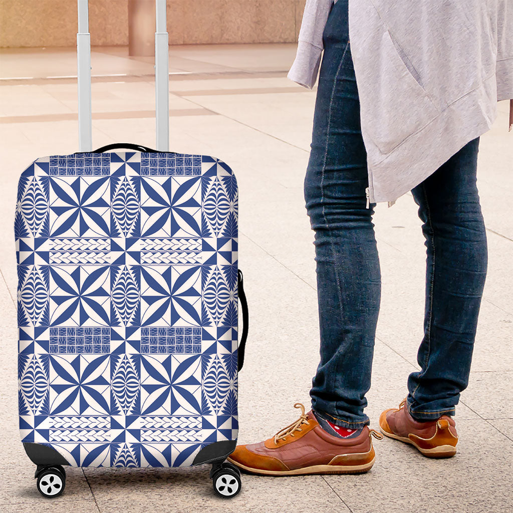 Blue Ngatu Pattern Malo e Lelei Tonga Luggage Cover