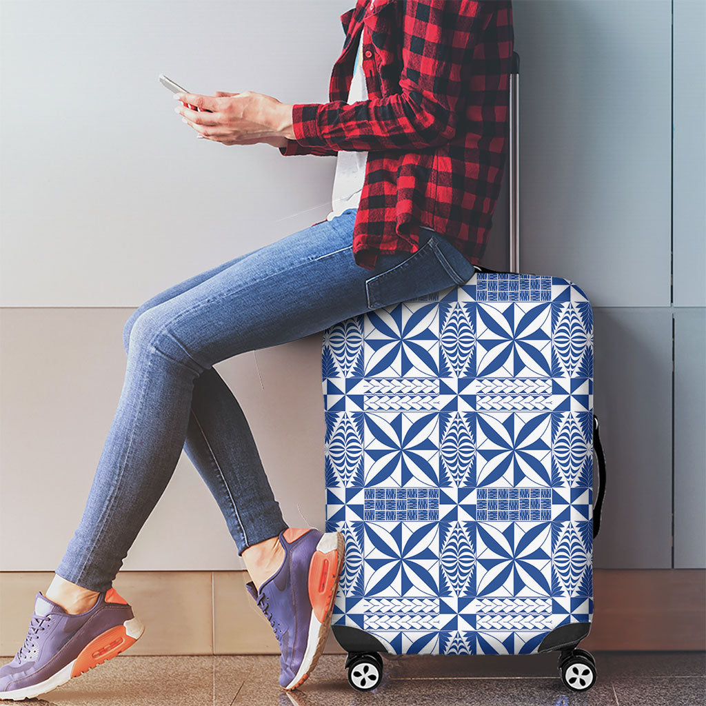 Blue Ngatu Pattern Malo e Lelei Tonga Luggage Cover