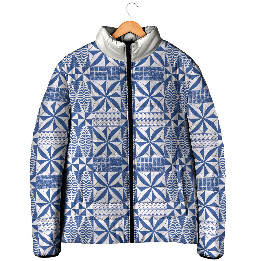 Blue Ngatu Pattern Malo e Lelei Tonga Padded Jacket LT14 - Polynesian Pride