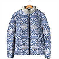 Blue Ngatu Pattern Malo e Lelei Tonga Padded Jacket LT14 - Polynesian Pride