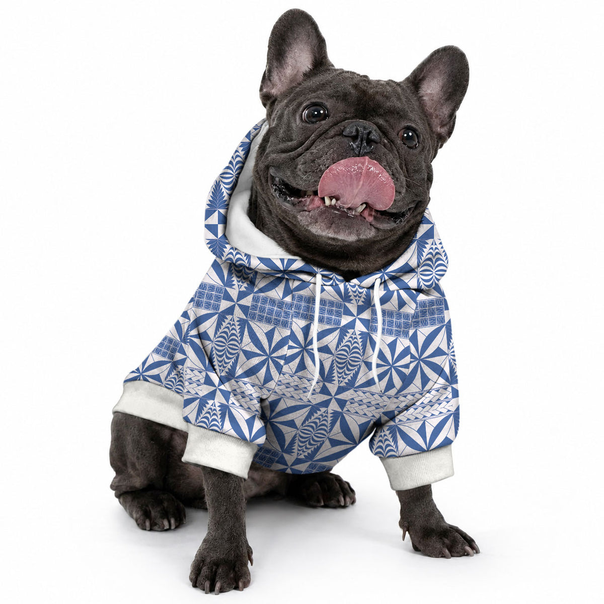 Blue Ngatu Pattern Malo e Lelei Tonga Pet Hoodie