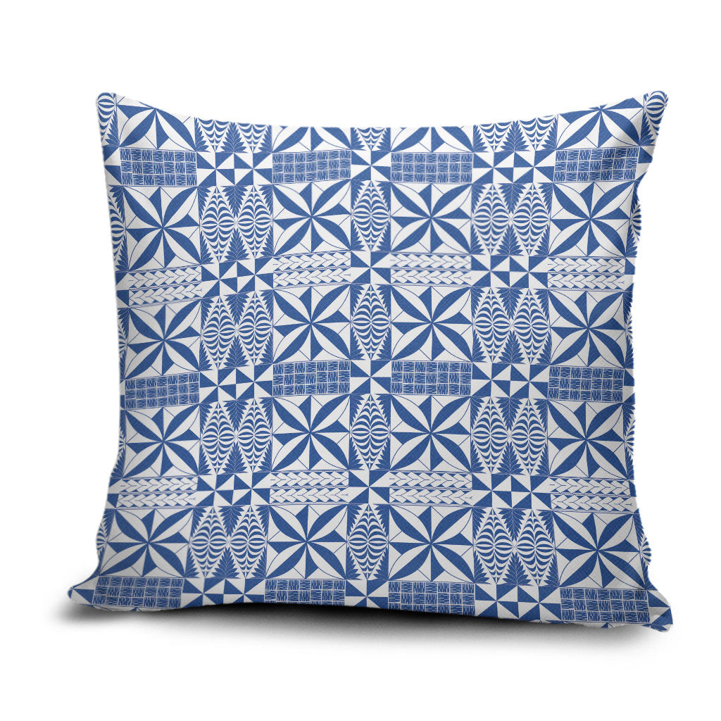 Blue Ngatu Pattern Malo e Lelei Tonga Pillow Cover