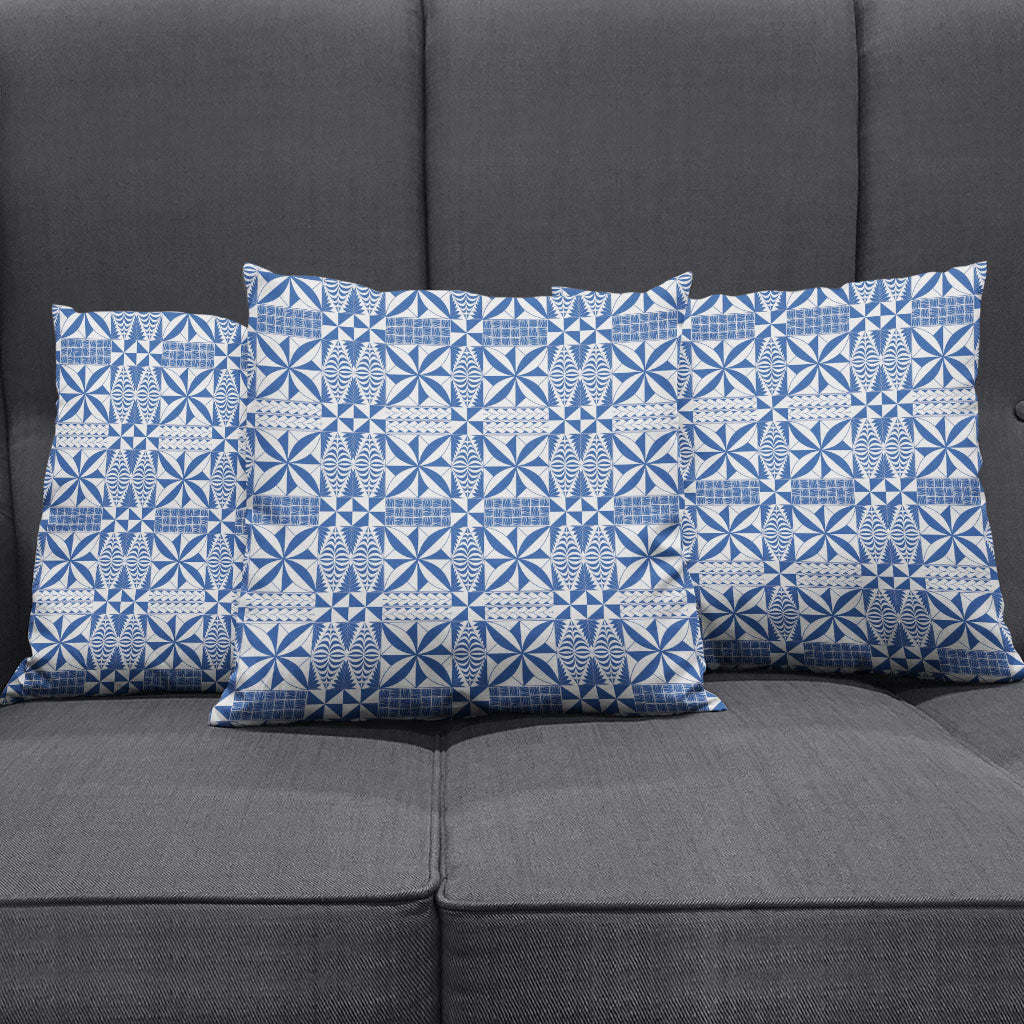 Blue Ngatu Pattern Malo e Lelei Tonga Pillow Cover