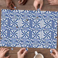 Blue Ngatu Pattern Malo e Lelei Tonga Puzzle LT14 - Polynesian Pride