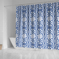 Blue Ngatu Pattern Malo e Lelei Tonga Shower Curtain