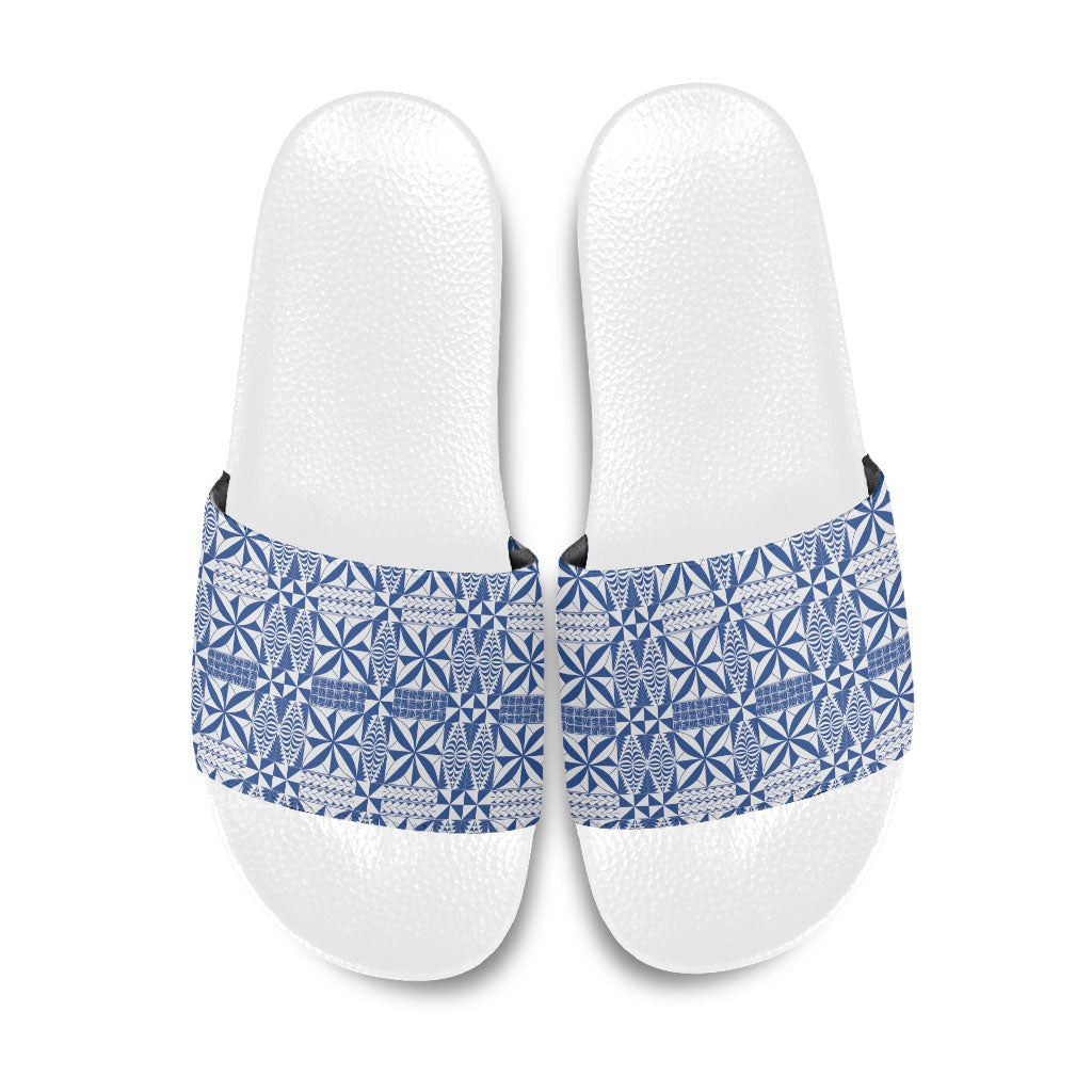 Blue Ngatu Pattern Malo e Lelei Tonga Slide Sandals