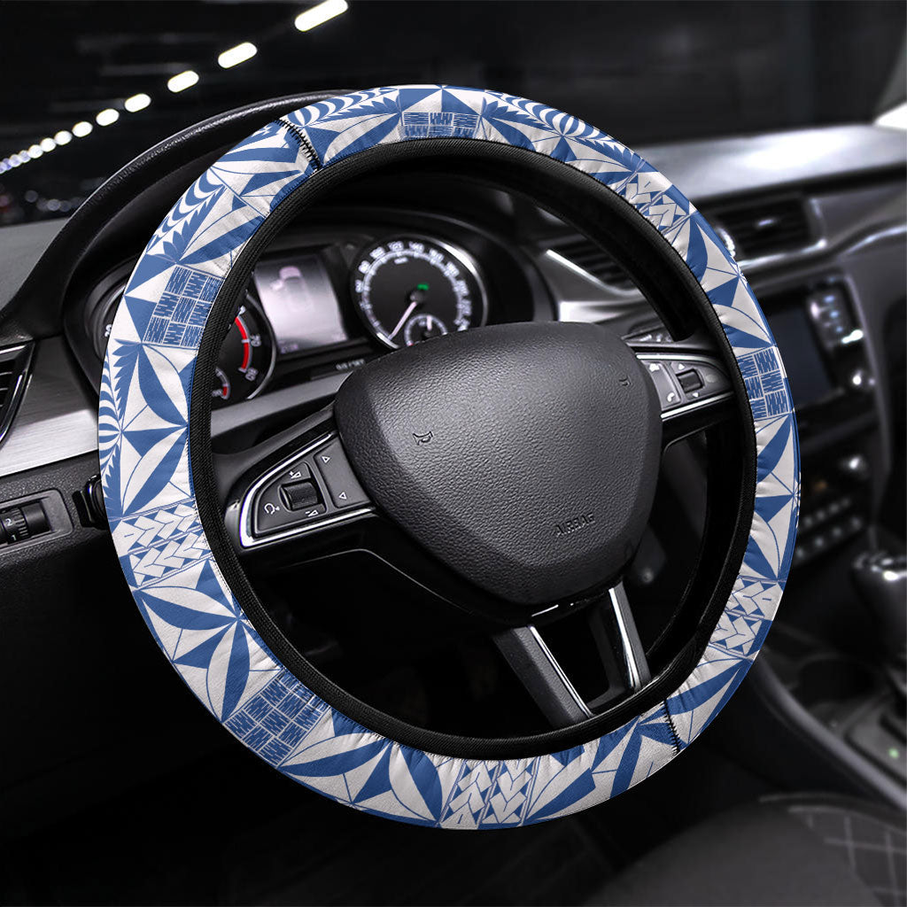 Blue Ngatu Pattern Malo e Lelei Tonga Steering Wheel Cover LT14 Universal Fit Blue - Polynesian Pride