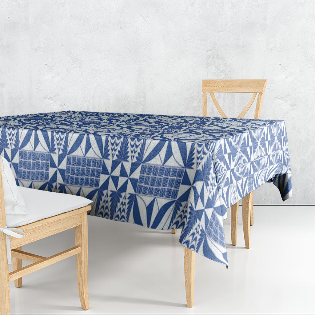 Blue Ngatu Pattern Malo e Lelei Tonga Tablecloth LT14 - Polynesian Pride