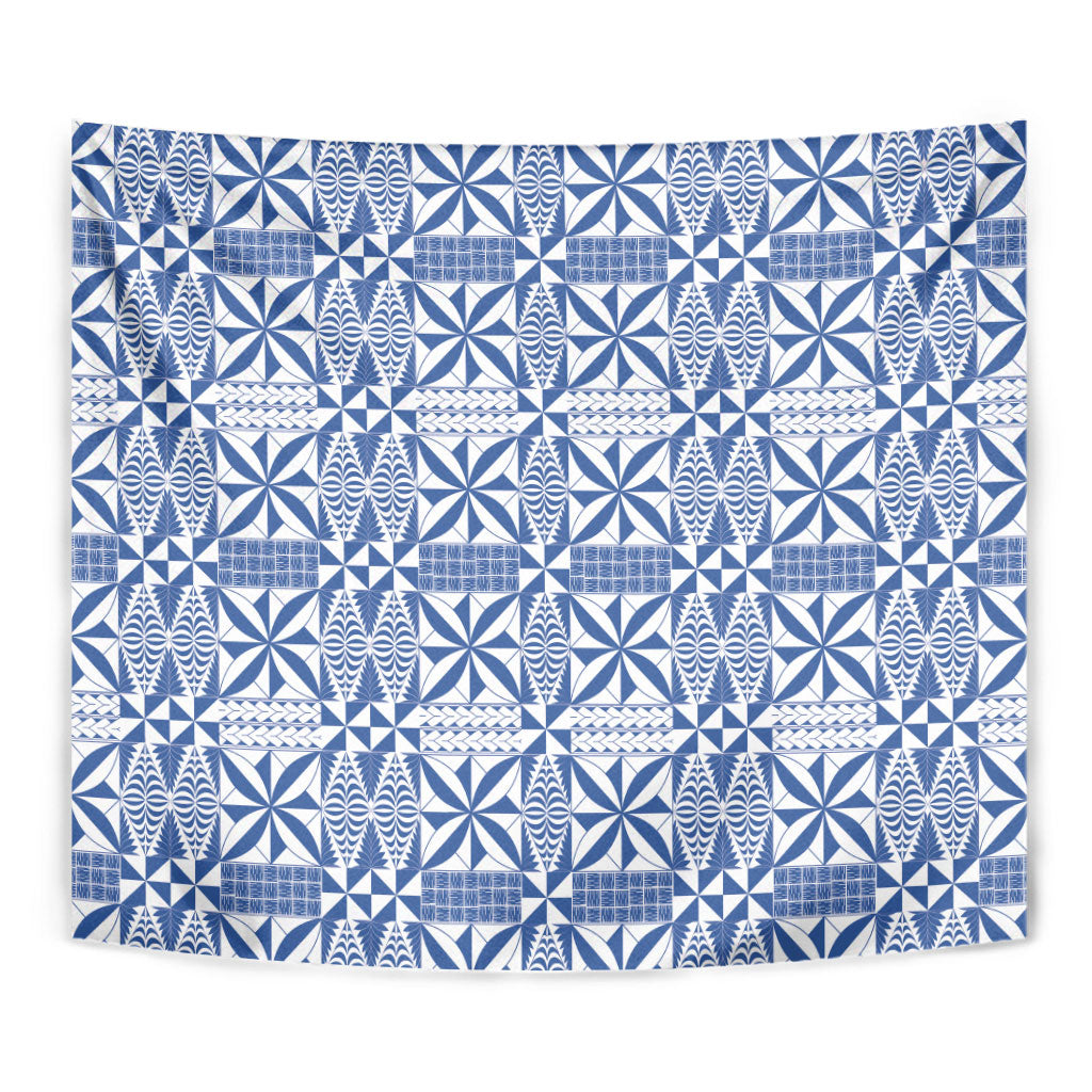Blue Ngatu Pattern Malo e Lelei Tonga Tapestry LT14 - Polynesian Pride