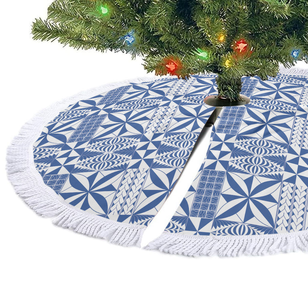 Blue Ngatu Pattern Malo e Lelei Tonga Tree Skirt