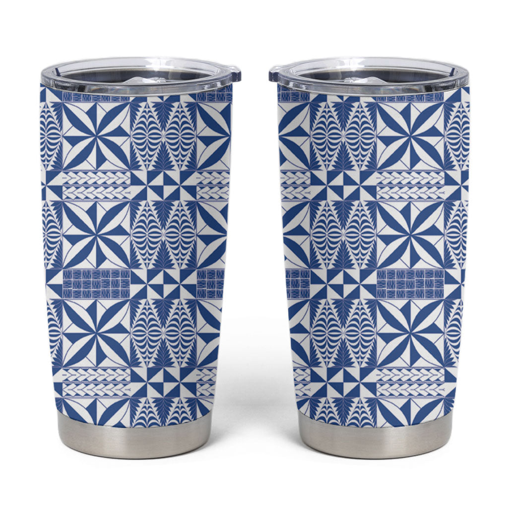 Blue Ngatu Pattern Malo e Lelei Tonga Tumbler Cup