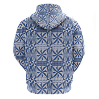 Blue Ngatu Pattern Malo e Lelei Tonga Zip Hoodie