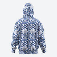 Blue Ngatu Pattern Malo e Lelei Tonga Zip Hoodie