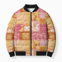 Aloha Hawaii Quilt Floral Patchwork Style Bomber Puffer Jacket