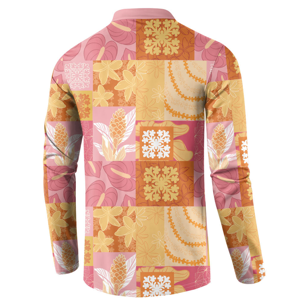 Aloha Hawaii Quilt Floral Patchwork Style Button Sweatshirt