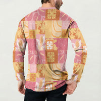 Aloha Hawaii Quilt Floral Patchwork Style Button Sweatshirt