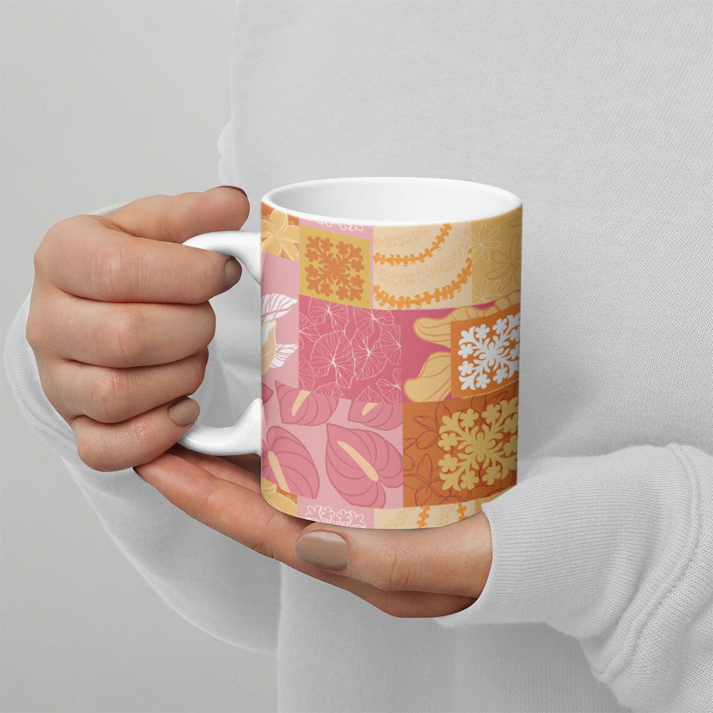 Aloha Hawaii Quilt Floral Patchwork Style Ceramic Mug