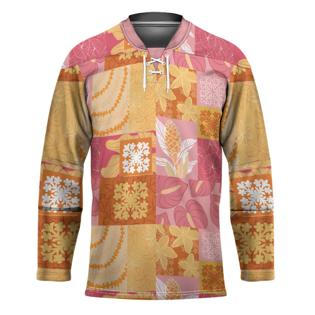 Aloha Hawaii Quilt Floral Patchwork Style Hockey Jersey LT14 Unisex Multicolor - Polynesian Pride