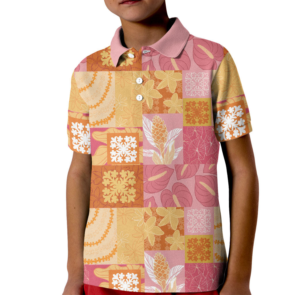Aloha Hawaii Quilt Floral Patchwork Style Kid Polo Shirt
