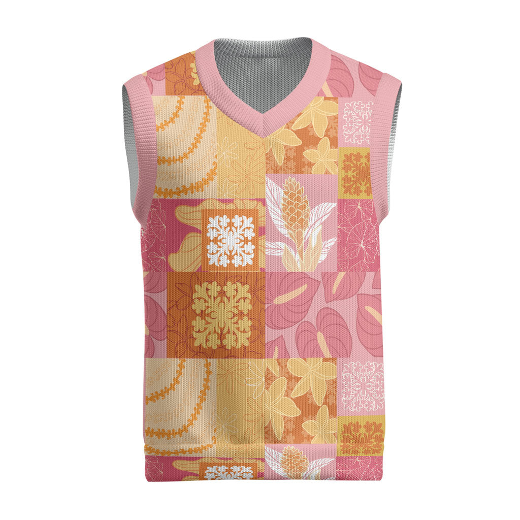 Aloha Hawaii Quilt Floral Patchwork Style Christmas Knitted V-Neck Vest LT14 Multicolor - Polynesian Pride