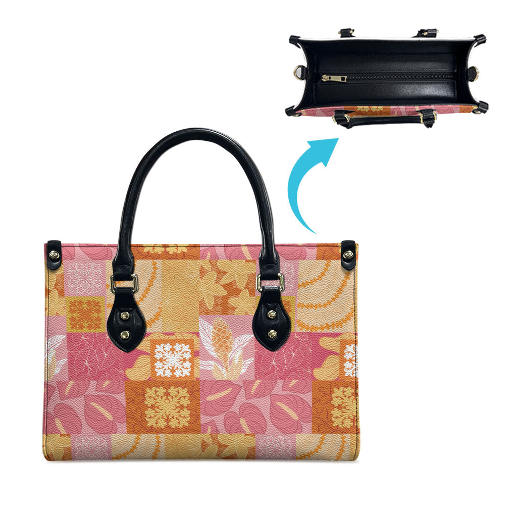 Aloha Hawaii Quilt Floral Patchwork Style Leather Bag