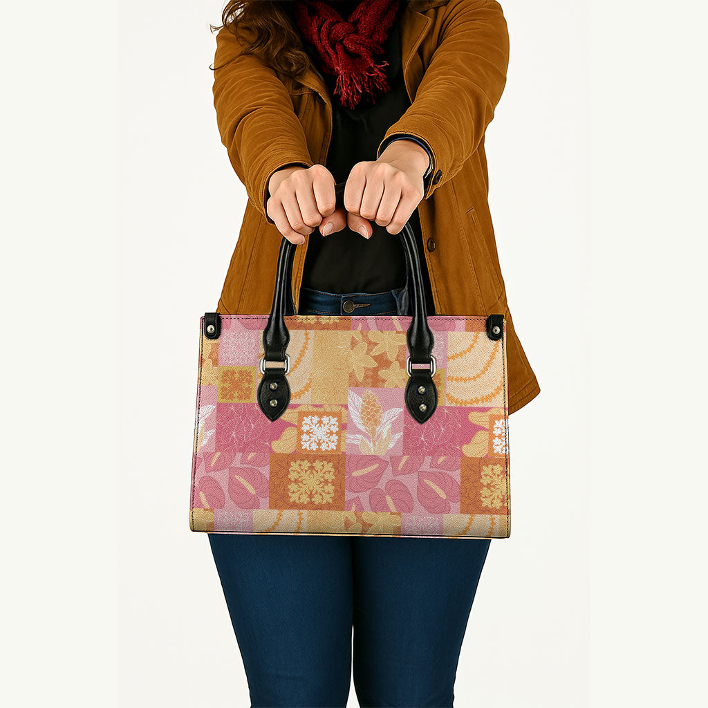 Aloha Hawaii Quilt Floral Patchwork Style Leather Bag