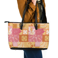 Aloha Hawaii Quilt Floral Patchwork Style Leather Tote Bag