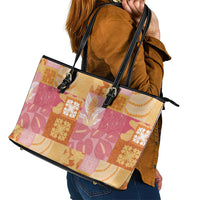 Aloha Hawaii Quilt Floral Patchwork Style Leather Tote Bag