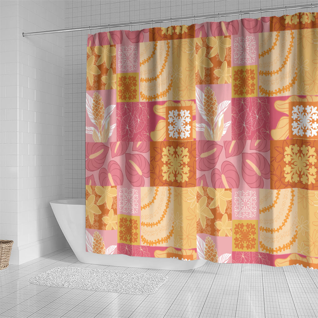 Aloha Hawaii Quilt Floral Patchwork Style Shower Curtain