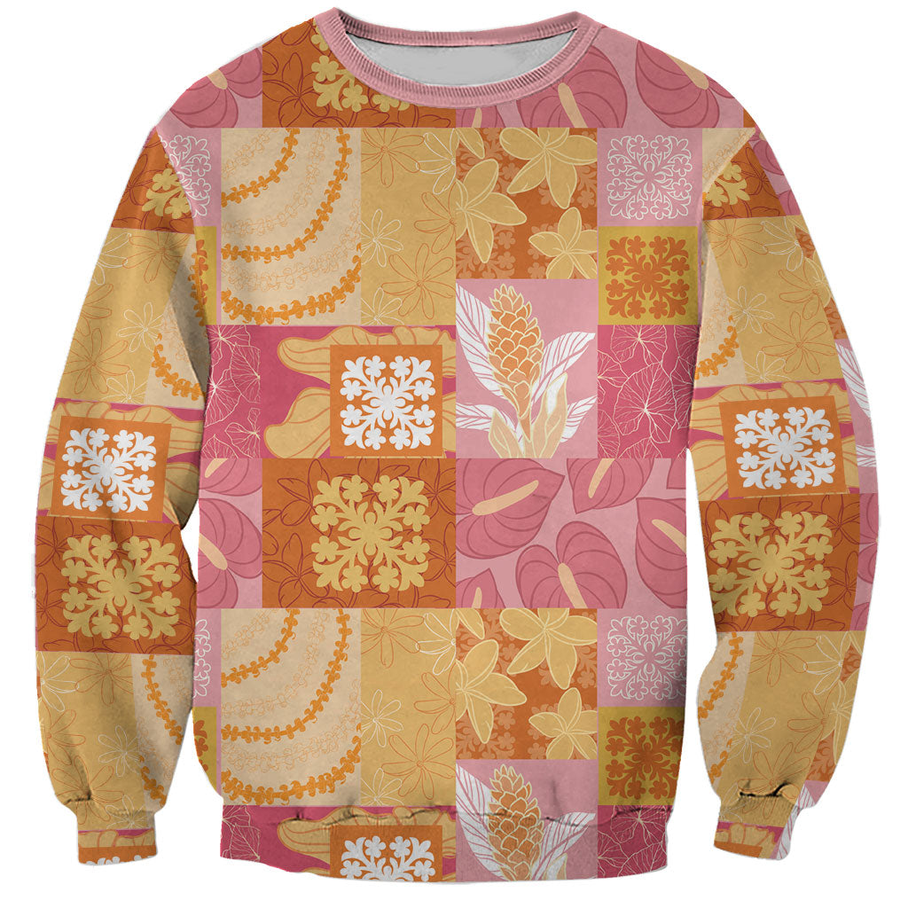 Aloha Hawaii Quilt Floral Patchwork Style Sweatshirt