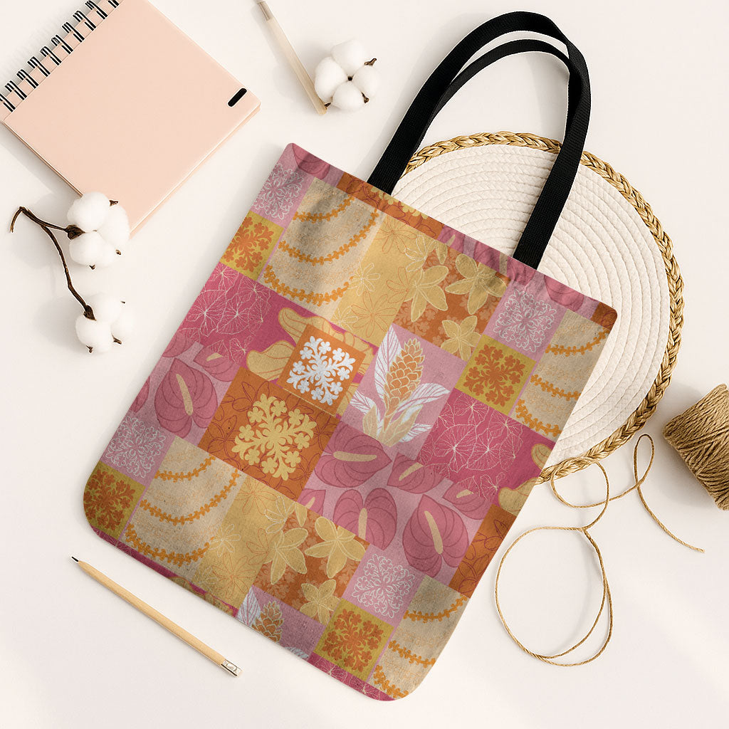 Aloha Hawaii Quilt Floral Patchwork Style Tote Bag