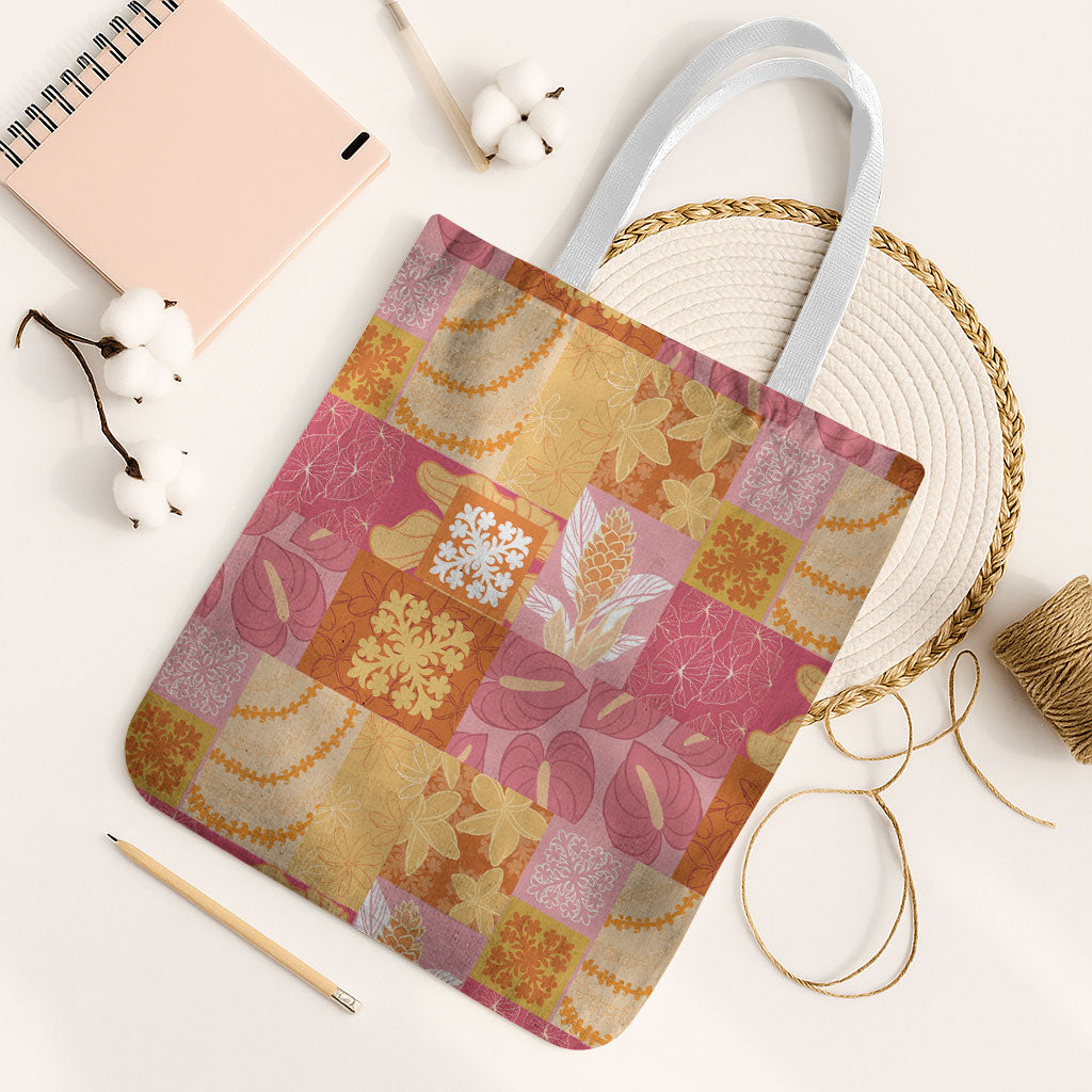 Aloha Hawaii Quilt Floral Patchwork Style Tote Bag