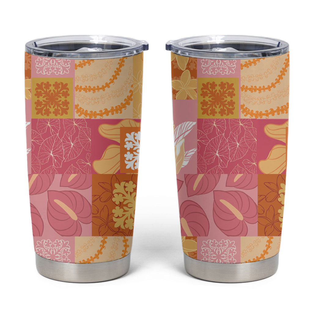 Aloha Hawaii Quilt Floral Patchwork Style Tumbler Cup LT14 Multicolor - Polynesian Pride
