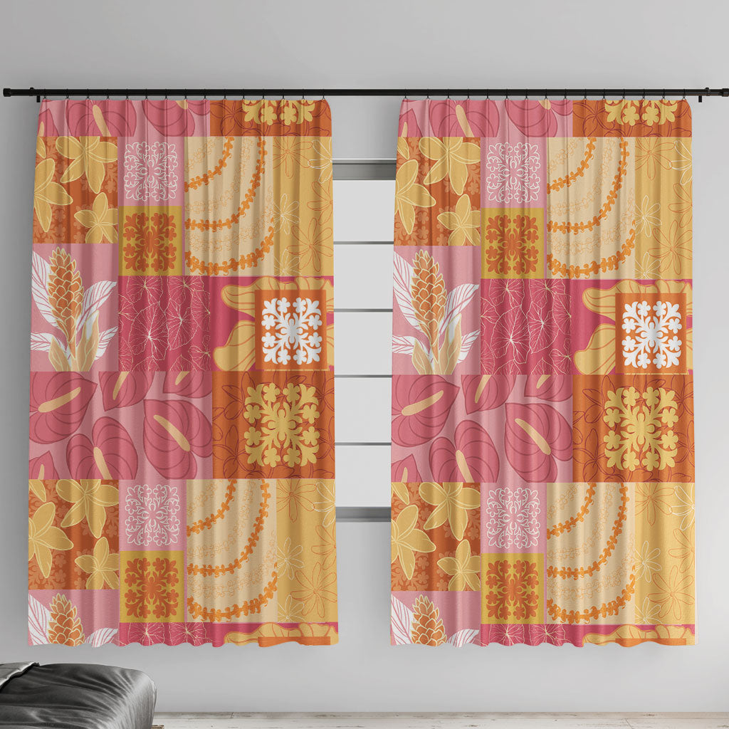 Aloha Hawaii Quilt Floral Patchwork Style Window Curtain