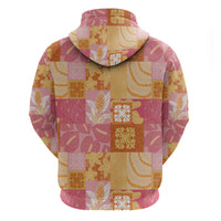 Aloha Hawaii Quilt Floral Patchwork Style Zip Hoodie