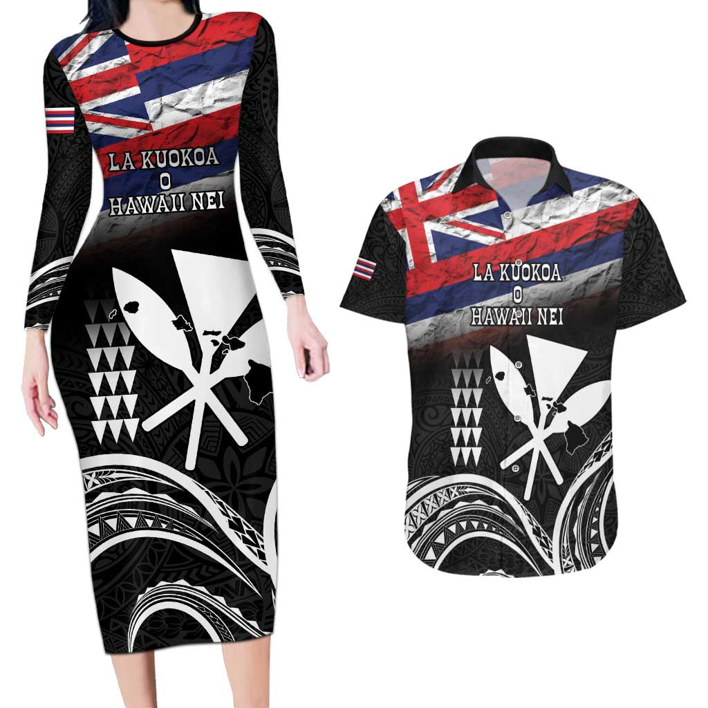 Hawaii Independence Day Couples Matching Long Sleeve Bodycon Dress and Hawaiian Shirt La Kuokoa - Happy 28th November