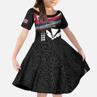 Hawaii Independence Day Family Matching Puletasi and Hawaiian Shirt La Kuokoa - Happy 28th November LT14 Daughter's Dress Black - Polynesian Pride