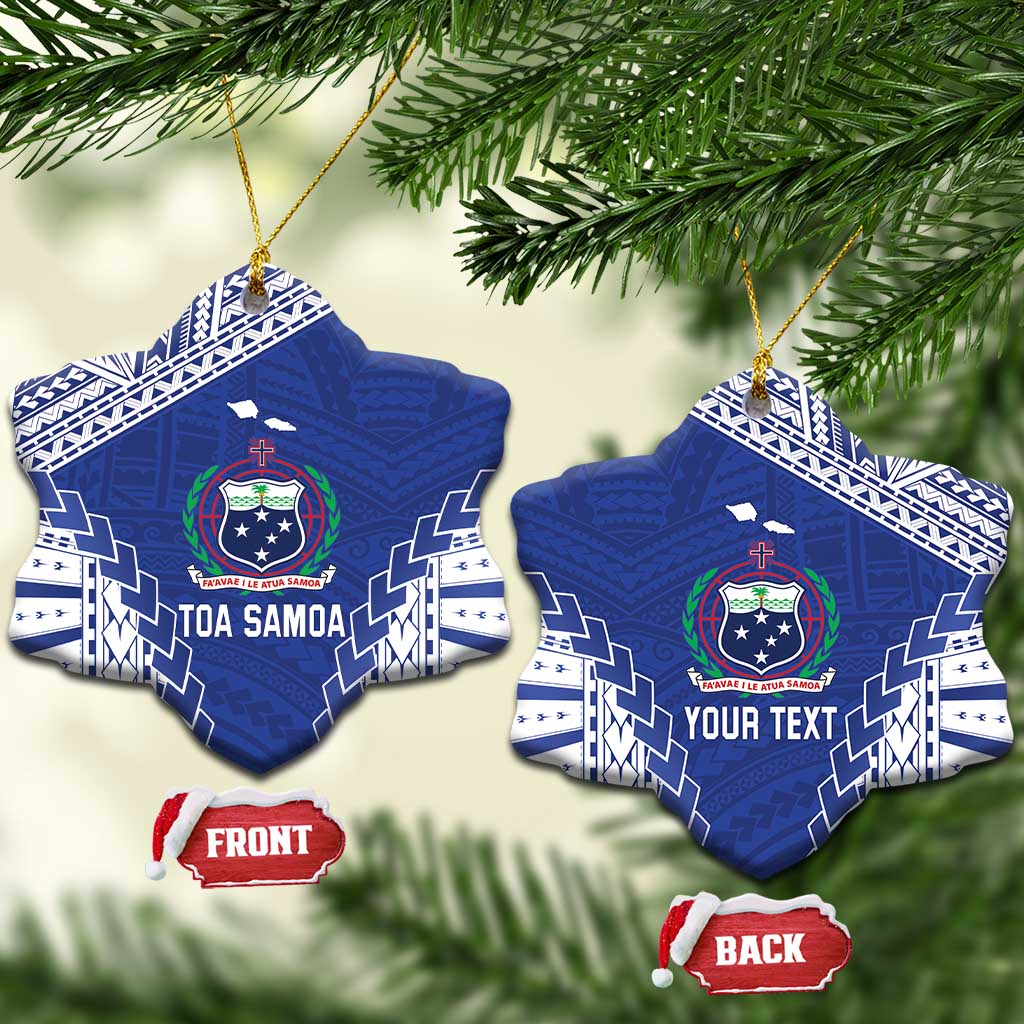 Toa Samoa Rugby Custom Ceramic Ornament Go Champions Pacific Samoan Pattern - Polynesian Pride