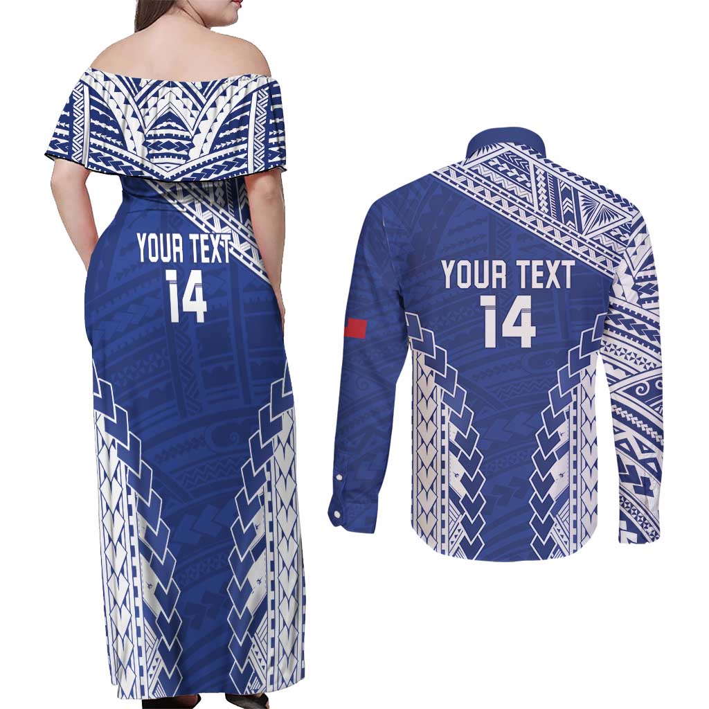 Toa Samoa Rugby Custom Couples Matching Off Shoulder Maxi Dress and Long Sleeve Button Shirt Go Champions Pacific Samoan Pattern - Polynesian Pride