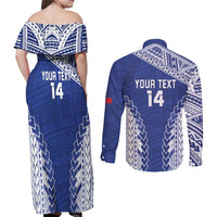 Toa Samoa Rugby Custom Couples Matching Off Shoulder Maxi Dress and Long Sleeve Button Shirt Go Champions Pacific Samoan Pattern - Polynesian Pride