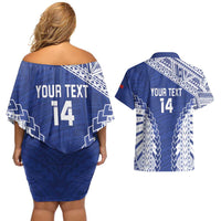Toa Samoa Rugby Custom Couples Matching Off Shoulder Short Dress and Hawaiian Shirt Go Champions Pacific Samoan Pattern - Polynesian Pride