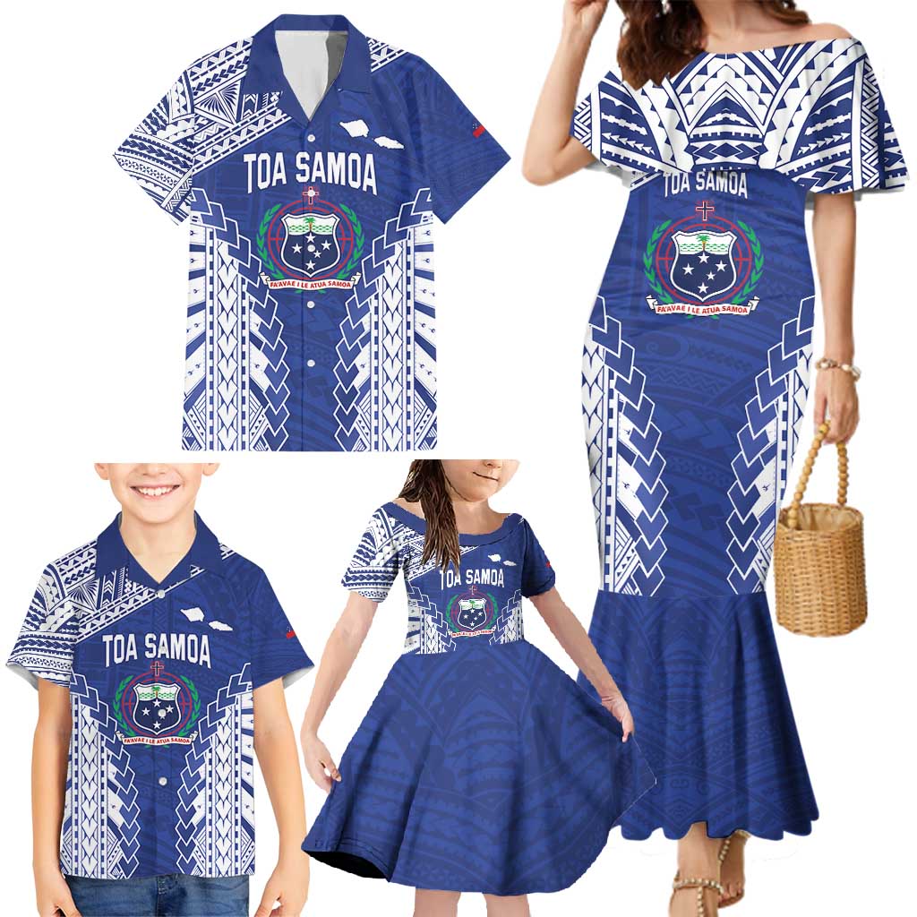Toa Samoa Rugby Custom Family Matching Mermaid Dress and Hawaiian Shirt Go Champions Pacific Samoan Pattern - Polynesian Pride