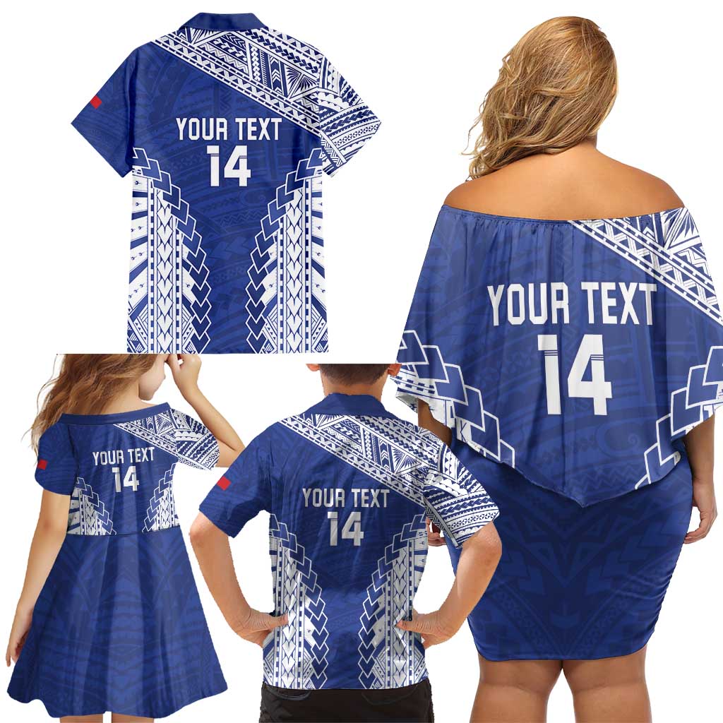 Toa Samoa Rugby Custom Family Matching Off Shoulder Short Dress and Hawaiian Shirt Go Champions Pacific Samoan Pattern - Polynesian Pride