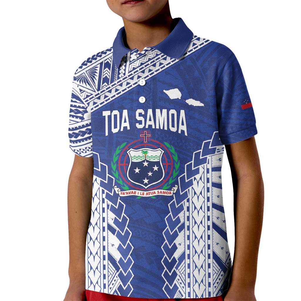 Toa Samoa Rugby Custom Kid Polo Shirt Go Champions Pacific Samoan Pattern - Polynesian Pride